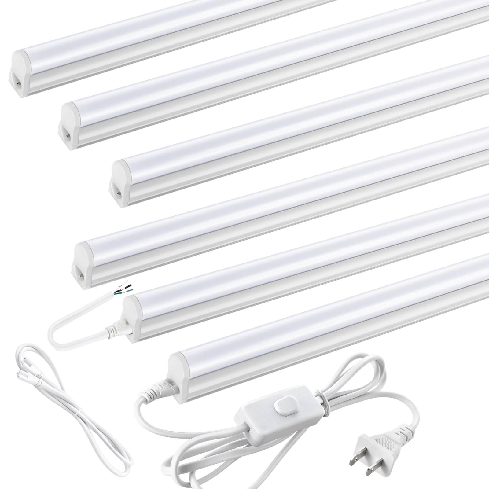 Pak 4FT LED Shop Lights, 2300LM 6500K Cool White, 20W Energy